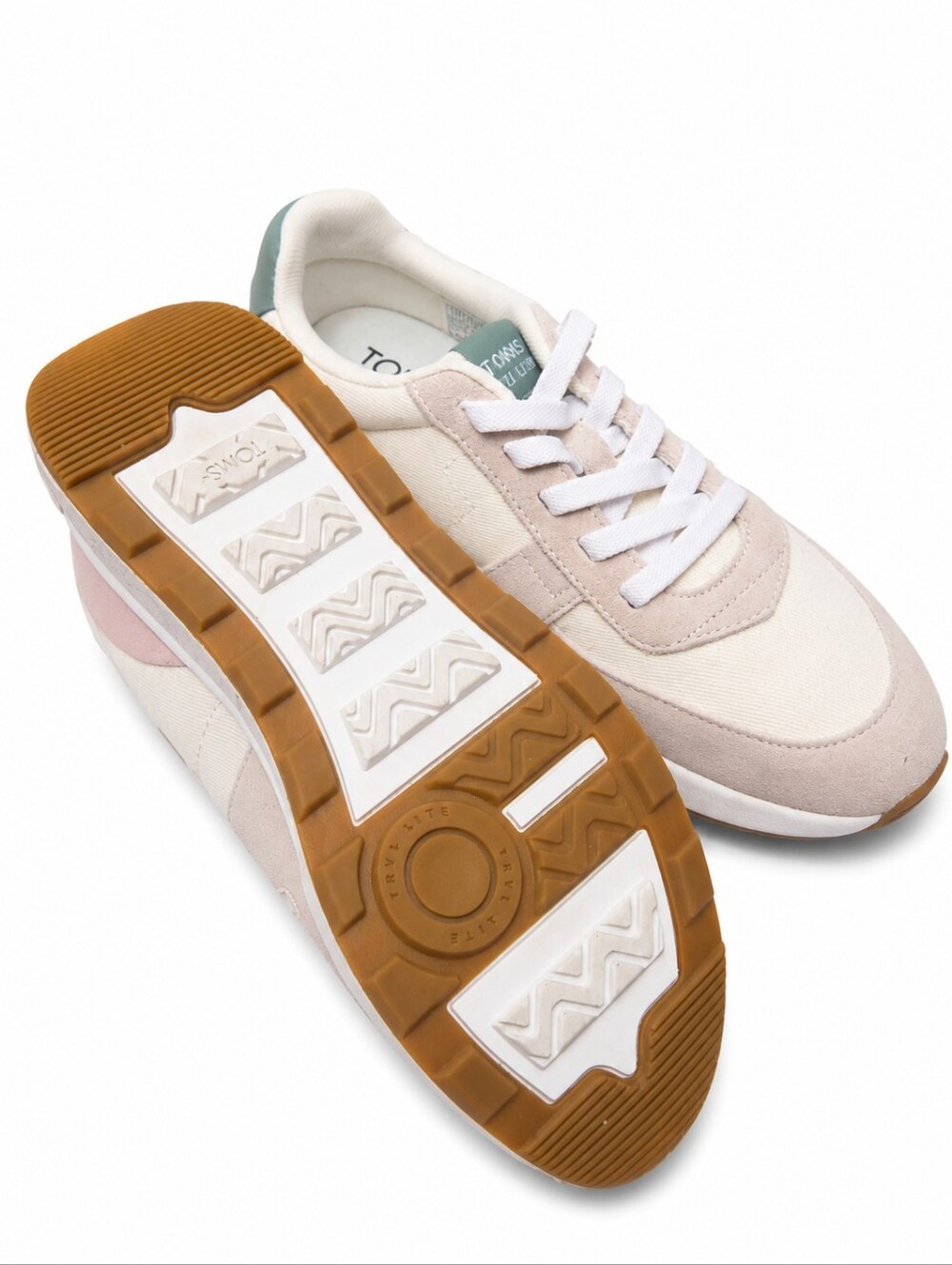 TOMS Cream Sneakers with Pink and Sage Accents - Picture 2 of 4